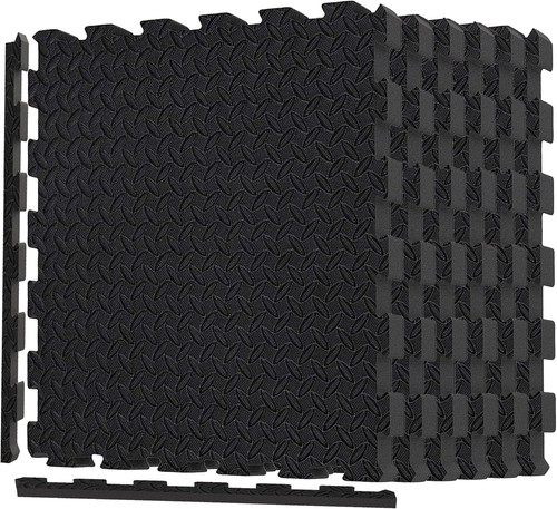 Black interlocking mat yoga - black,